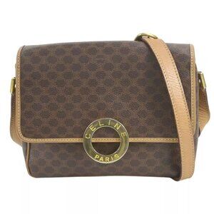 CELINE Macadam Crossbody Shoulder Bag Brown PVC/Leather/Goldtone